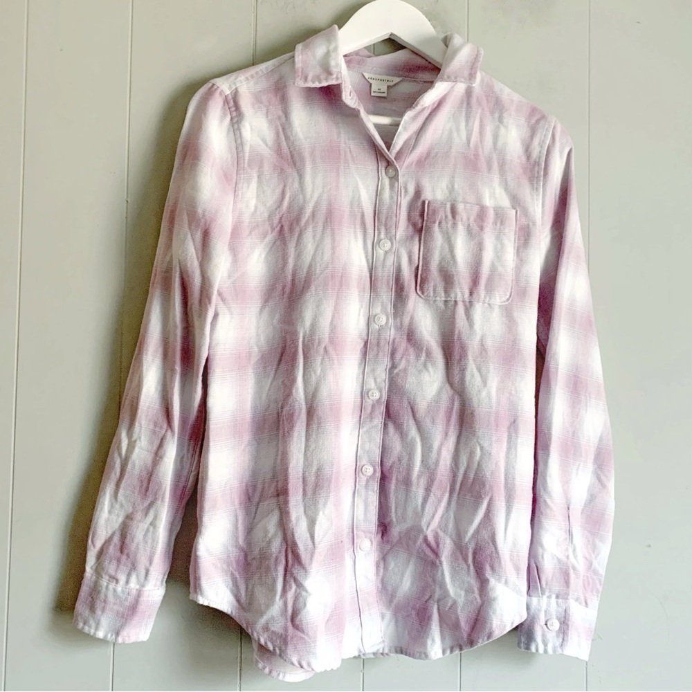 Aeropostale Ladies' Flannel Button-Up Shirt Pink Plaid Size XS